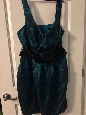 torrid Teal Floral Mini Dress with Black Bow Belt